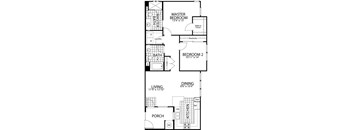 Elm – 2 Bedroom 2 Bath Floor Plan Layout – 1016 Square Feet