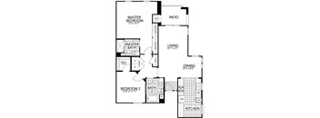 Oak – 2 Bedroom 2 Bath Floor Plan Layout – 1192 Square Feet