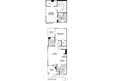 Willow (Townhome) – 2 Bedroom 2 Bath Floor Plan Layout – 1314 Square Feet