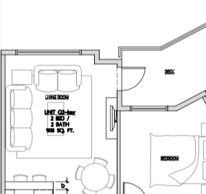 Two bedroom, two bathroom apartment layout at Summerhill Place in Nanaimo, BC