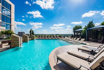 Infinity Edge Pool Surrounded by Cabanas and Sun Beds at Northshore Austin, Texas