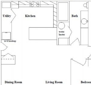 2 Bed 1 Bath Floor Plan 2 Bed 1 Bath Floor Plan at Columbia Village, Boise, ID, 83716