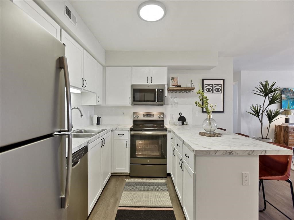 Renovated kitchen at Columbia Village, Idaho, 83716