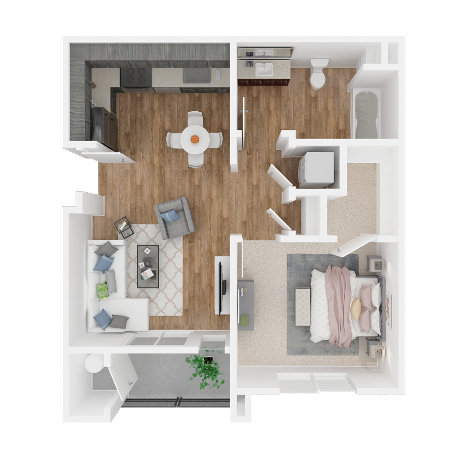 One bedroom One bathroom 3D floor plan at SKY MOUNTAIN BY VINTAGE, Nevada