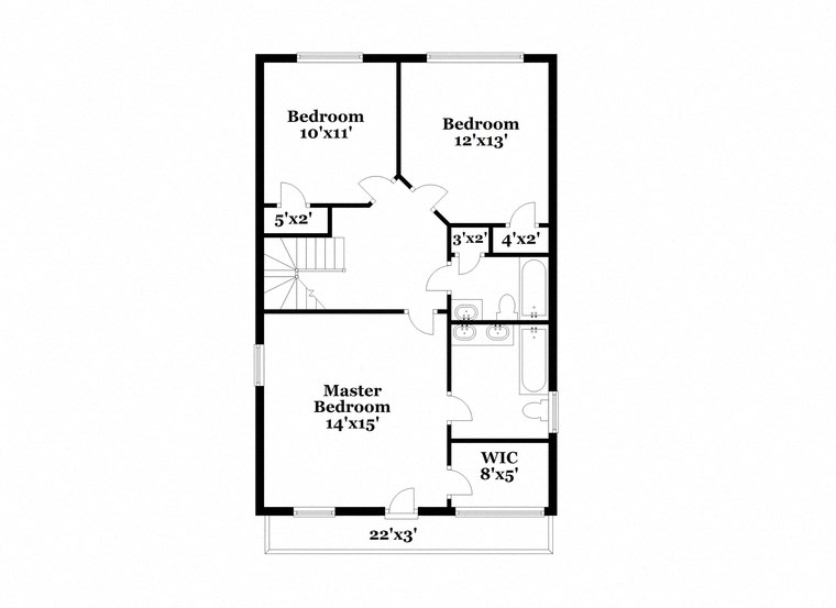 a floor plan of a home with an open concept floor plan with a bedroom and