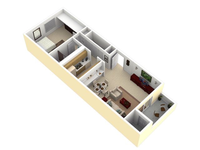1 Bedroom, 1 Bathroom Floor Plan 1