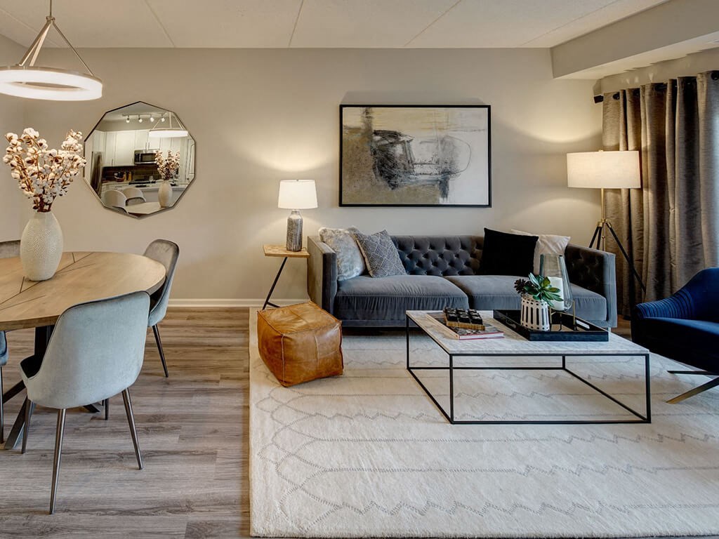 Living Room  View at The MilTon Luxury Apartments, Illinois, 60061