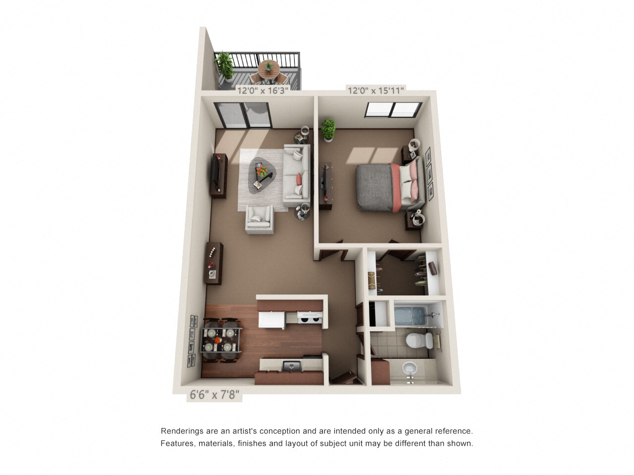 1 Bed 1 Bath Floor Plan at Cambridge Towers Apartments, Minnesota, 55343