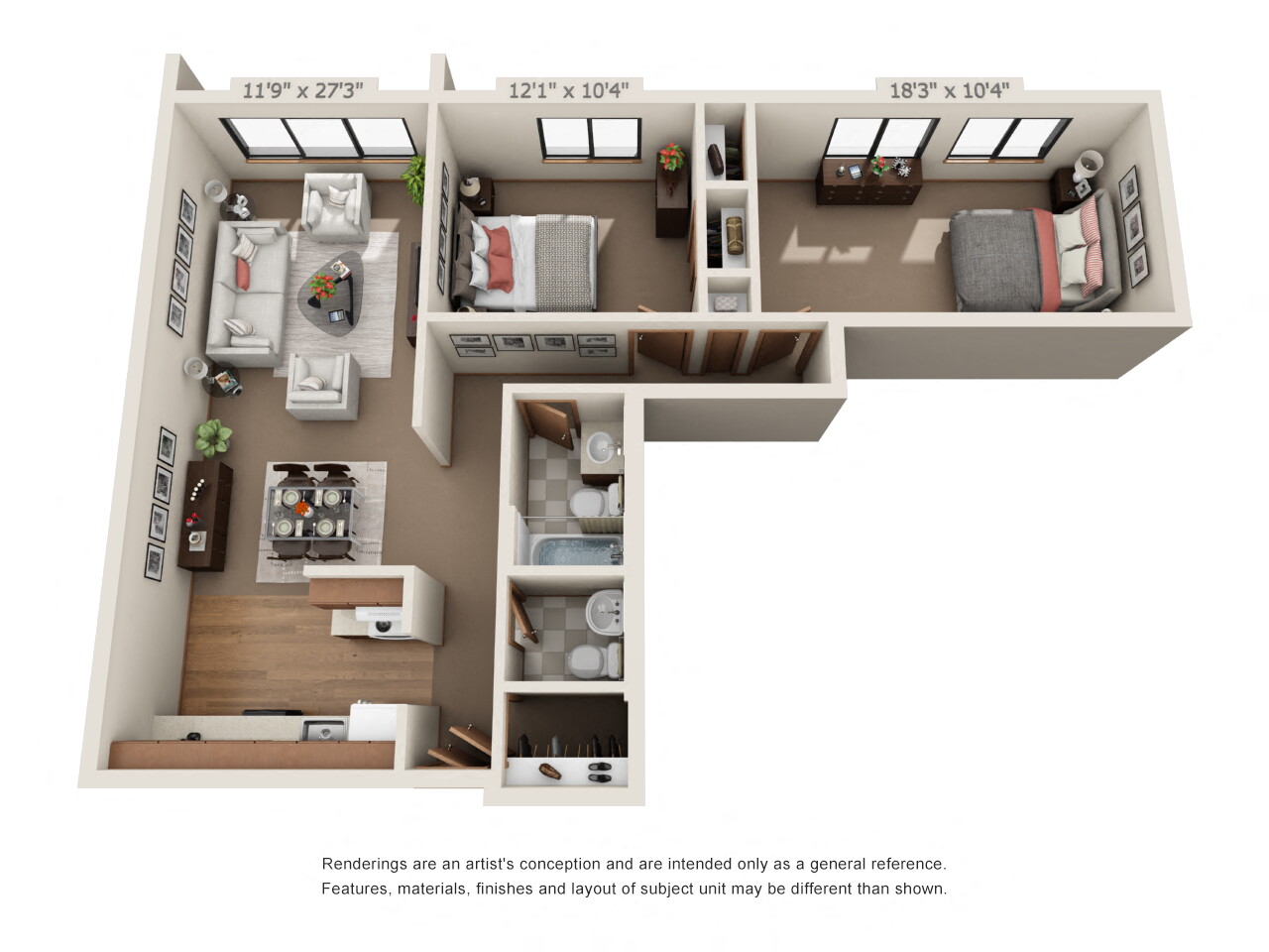 2 Bed Floor Plan at Central Park Manor, Hopkins, 55343