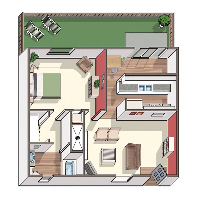 Lafayette Parc | One Bedroom 1x1 floor plan West Covina CA 91790 | Lafayette Parc Apts
