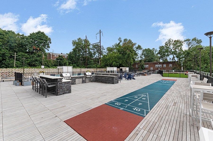 The BBQ and picnic area at The Dane in Wynnefield, PA. 