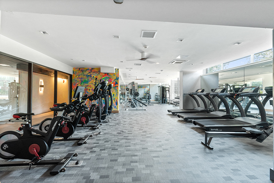 The fitness center at The Dane in Wynnefield, PA