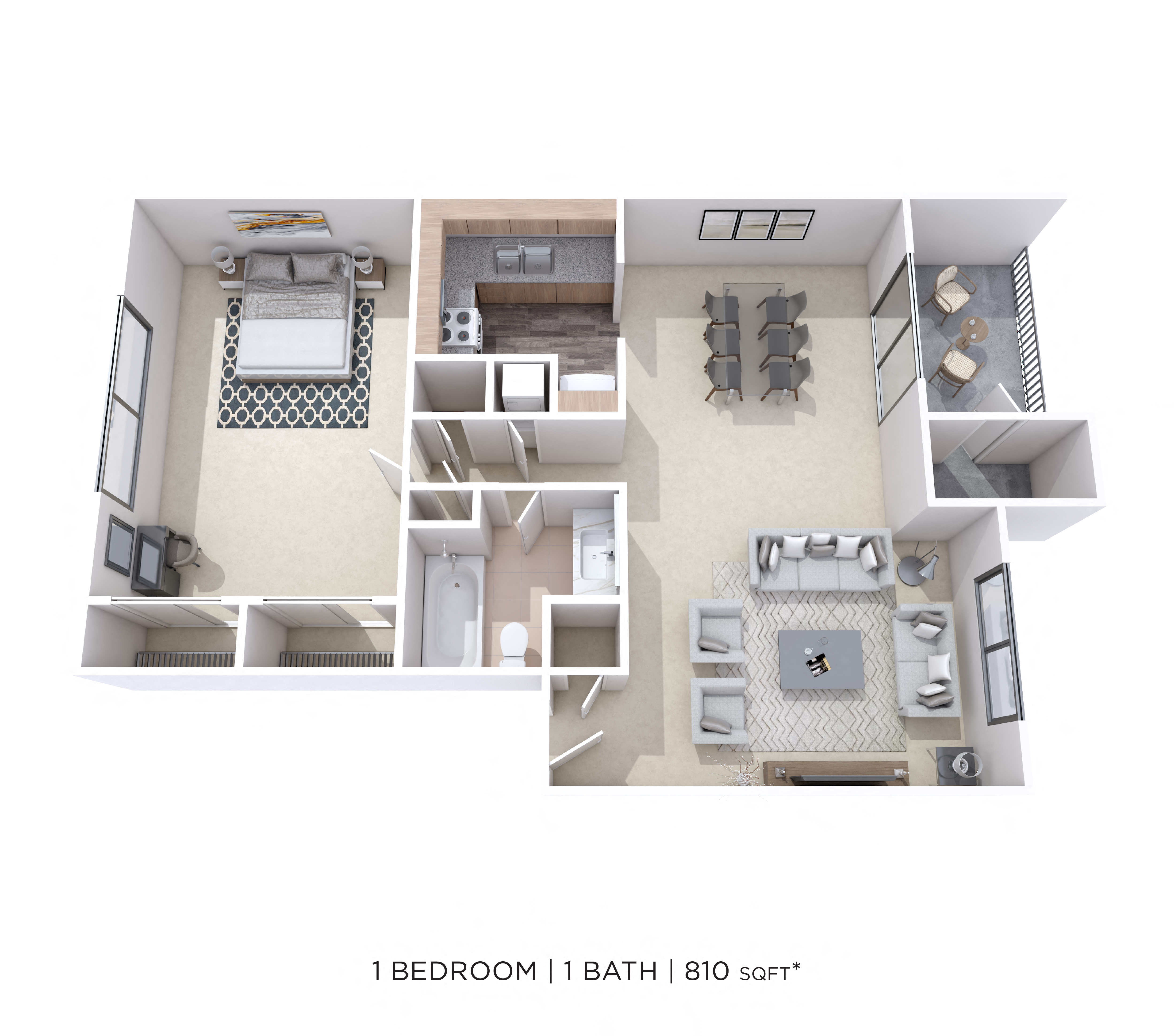One Bedroom - 810 sqft