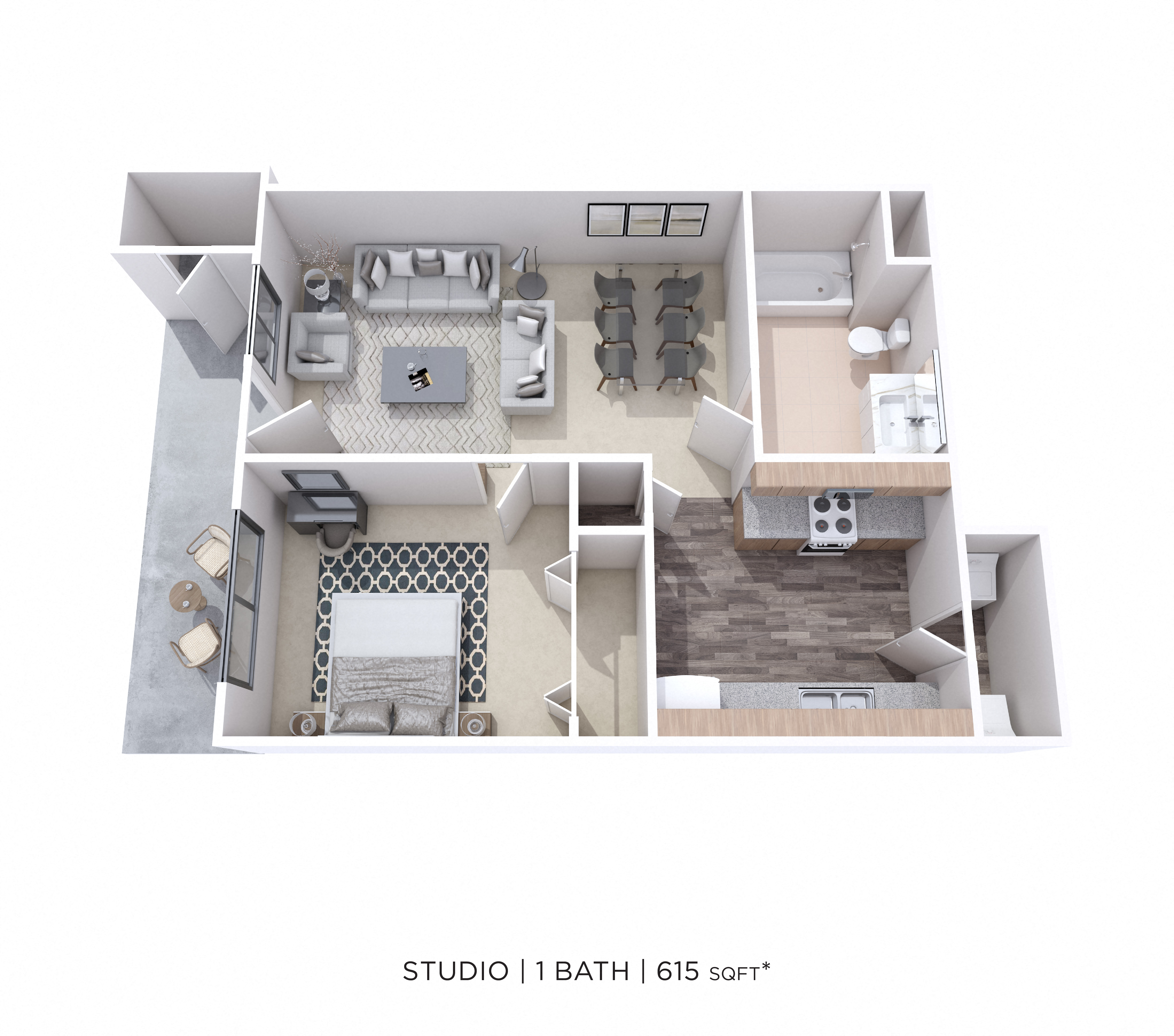 One Bedroom - 615 sqft