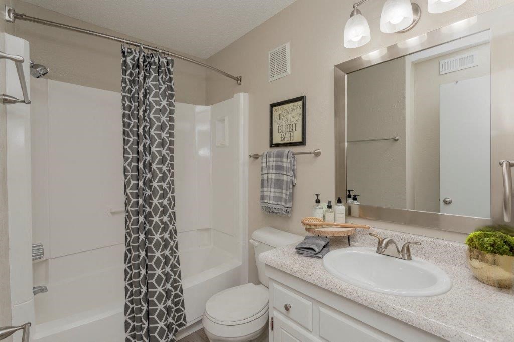 a bathroom with a sink and a toilet and a shower