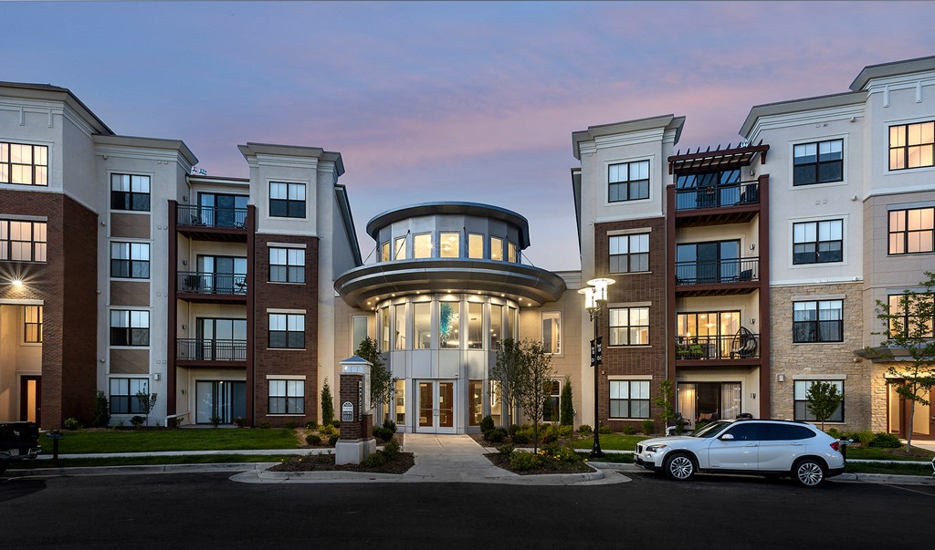 Exterior View In Night at Poplar Creek Apartments, Brookfield, WI, 53045