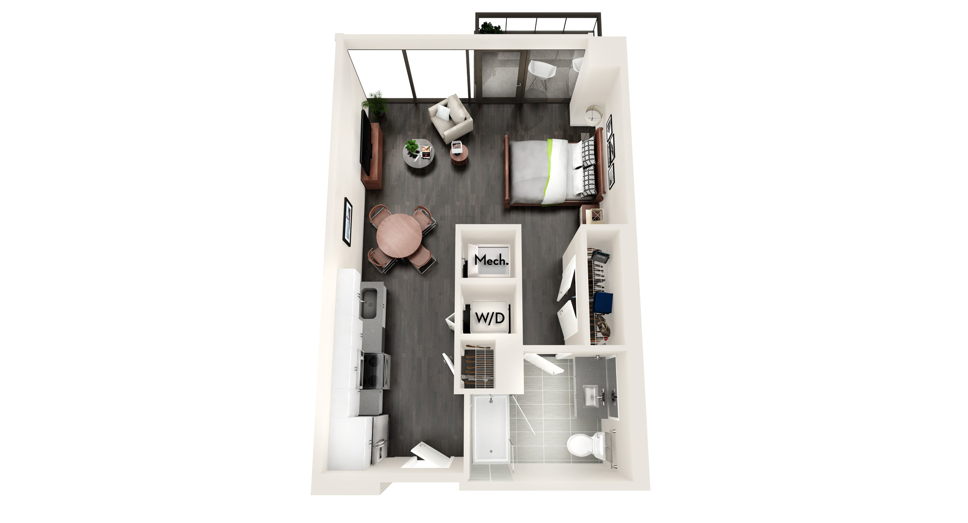 AZA1a EXECUTIVE ONE BEDROOM Floor Plan at Azure on The Park, Georgia, 30309