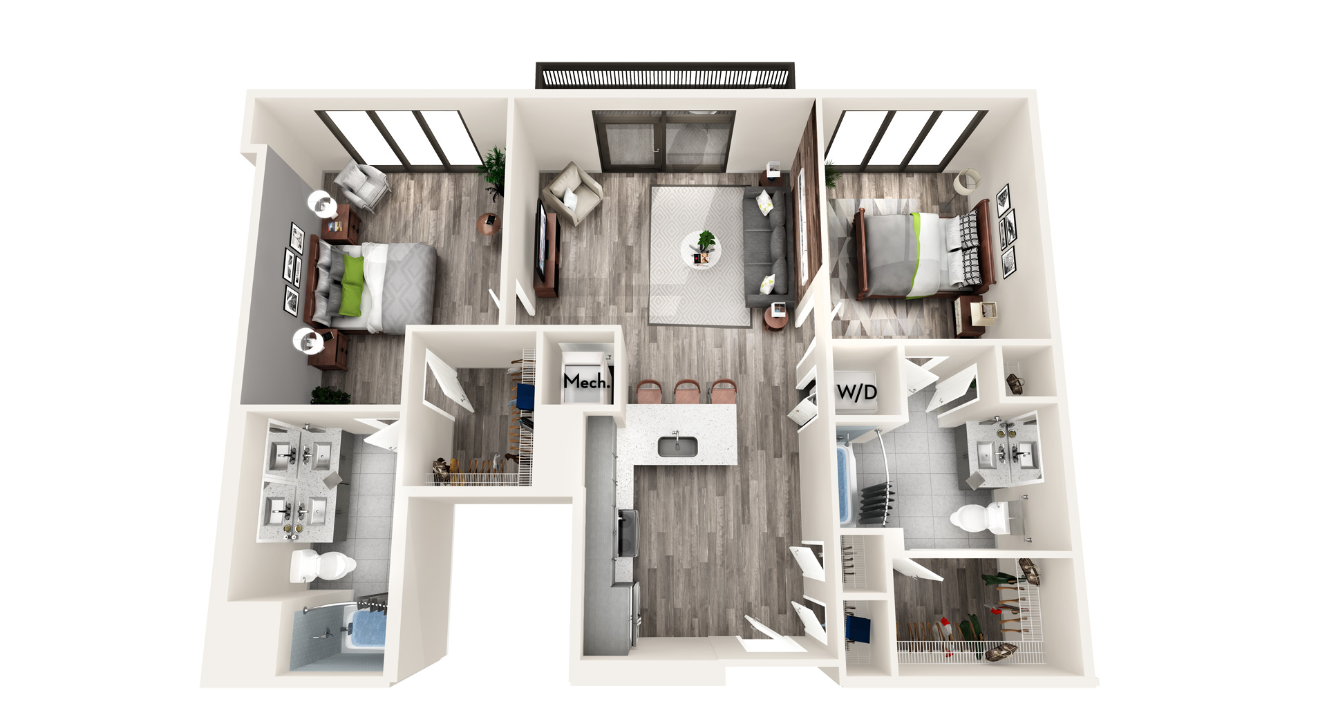AZC7a 2 BEDROOM/2 BATH Floor Plan at Azure on The Park, Atlanta