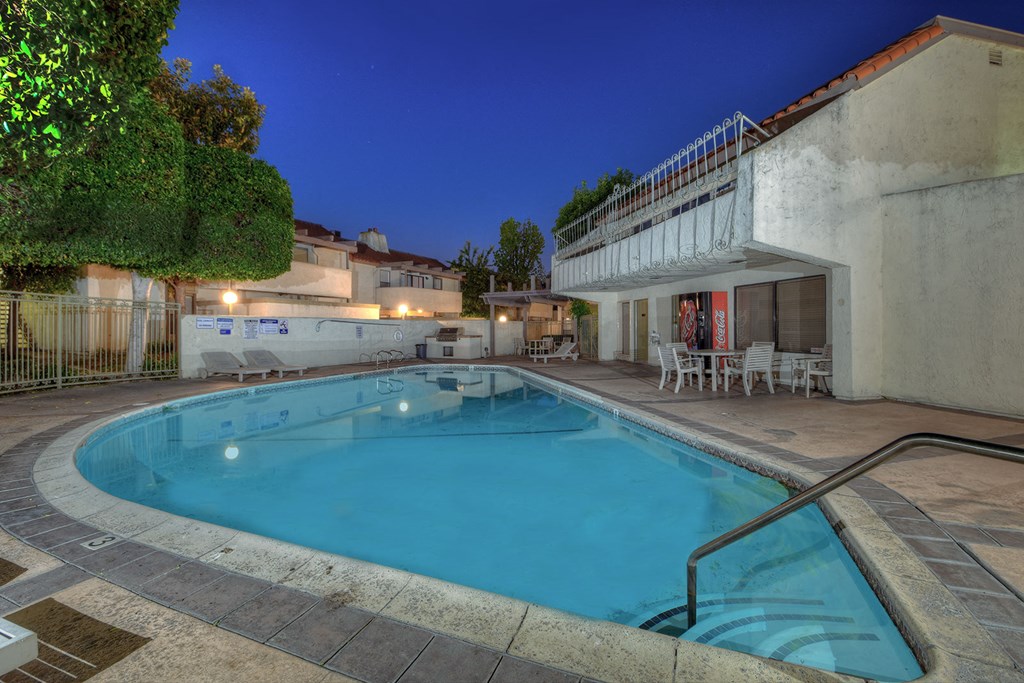 the swimming pool at the resort at night