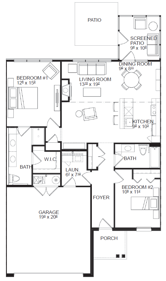 Two Bedroom Two Bath Floor Plan Two Bedroom Two Bath Floor Plan at Rose Villas - Avon, Avon, OH