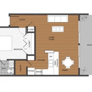 1 Bedroom 1 Bath - 1 Floor Plan 1