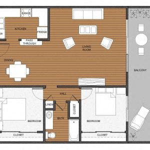 2 Bedroom 1 Bath - 1 Floor Plan 4