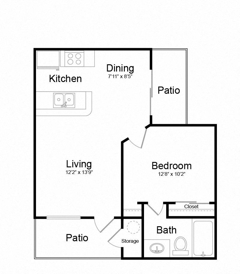 rosewood 1b 1b floorlan