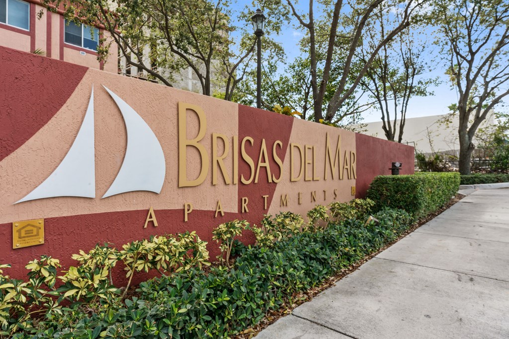 a sign management at an apartment building