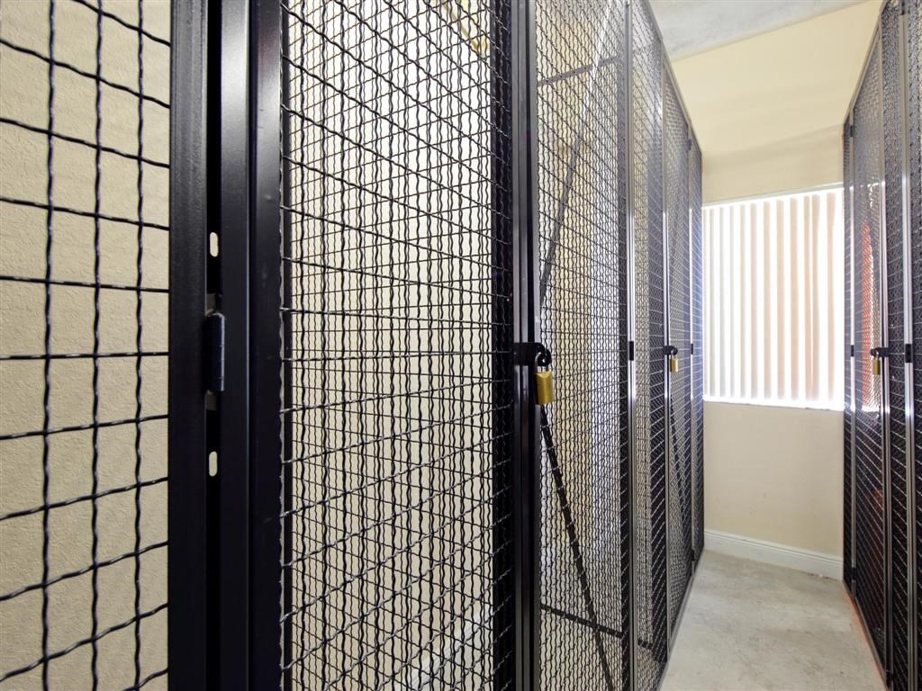 a cage is shown in a prison cell