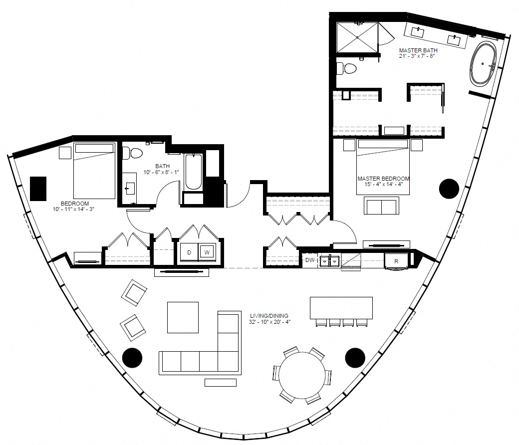 2 Bed/2 Bath Penthouse