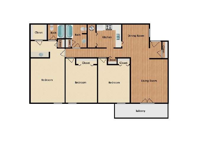 3 Bed 2 Bath Floor Plan 5