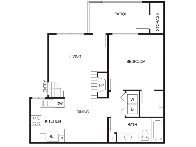 A1 1 Bed 1 Bath Floor Plan at Country Brook Apartments, Chandler, 85226
