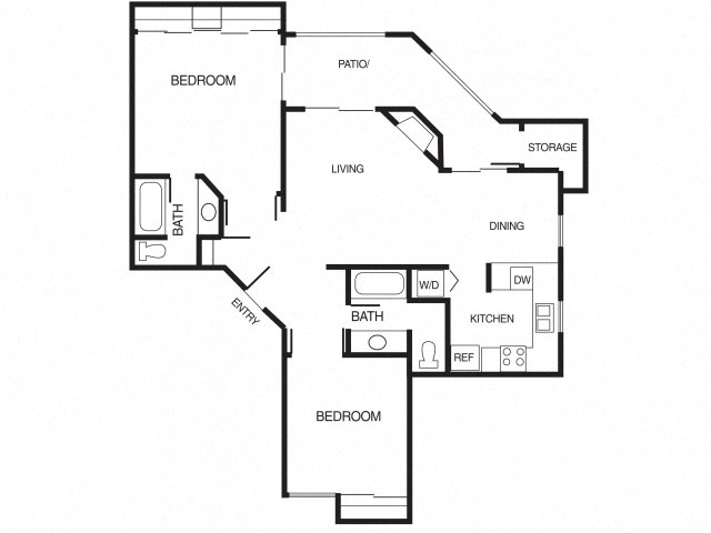 B3 2 Bed 2 Bath Floor Plan at Country Brook Apartments, Chandler, Arizona