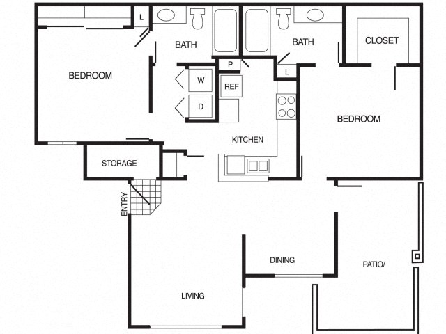 B1 2 Bed 2 Bath Floor Plan at Country Brook Apartments, 4909 West Joshua Blvd, Chandler