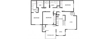C1 3 Bed 2 Bath Floor Plan at Country Brook Apartments, Chandler, 85226