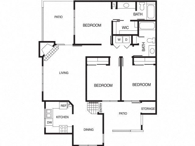C2 3 Bed 2 Bath Floor Plan at Country Brook Apartments, Arizona, 85226