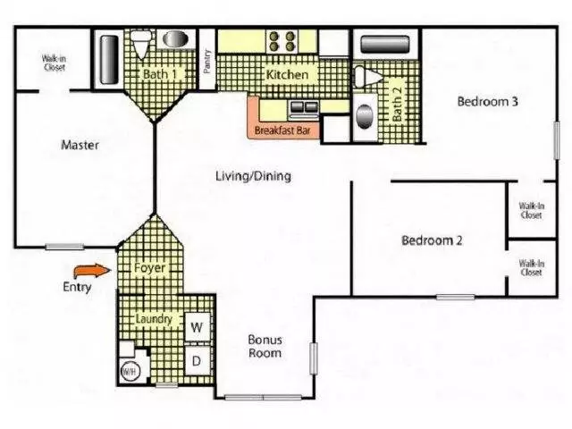 Two Bedroom Two Bath I Floor Plan 2