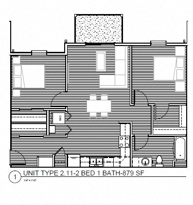 2BR 1BA 879SF