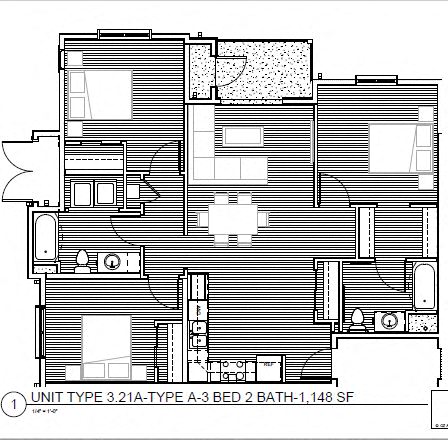 3BR 2 BA Type A 1148 SF