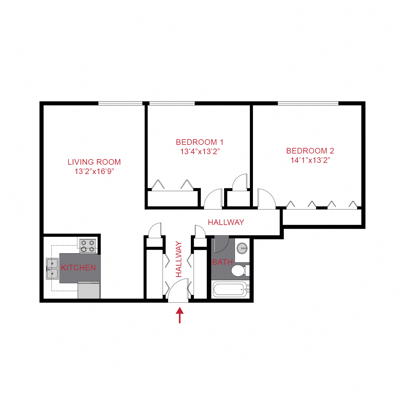 2 Bedroom 1 Bath