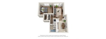 1 Bed 1 Bath Floor Plan at Gardens at Washington Park 1, Atlanta, GA