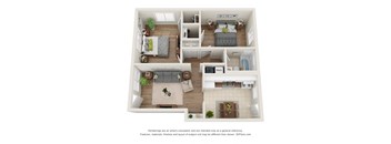 2 Bed 2 Bath Floor Plan at Gardens at Washington Park 1, Atlanta, GA, 30314