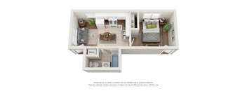 Studio Floor Plan at Gardens at Washington Park 1, Atlanta, 30314