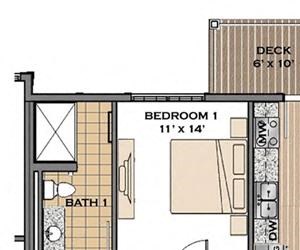 2 Bed, 2 Bath, 1214 sq. ft. The Boardwalk