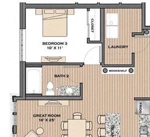 3 Bed, 2 Bath, 1310 sq. ft. The Parkway