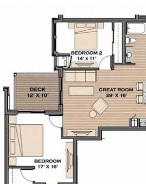 2 Bed, 2 Bath, 1183 sq. ft. The Track