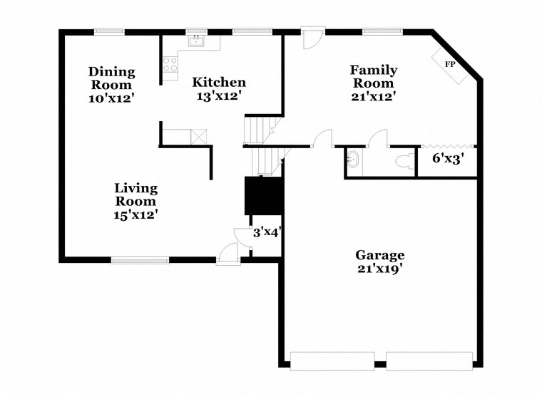 a floor plan of a house with a living room and a dining room