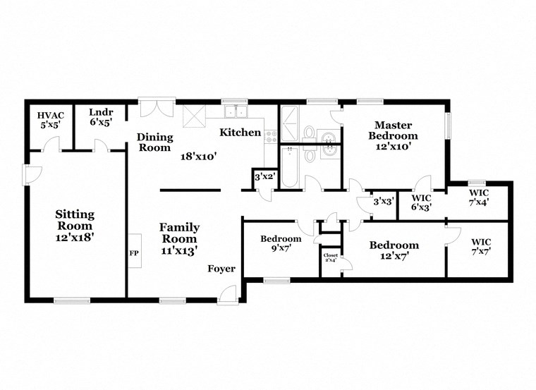 a floor plan of a house with bedrooms and a living room