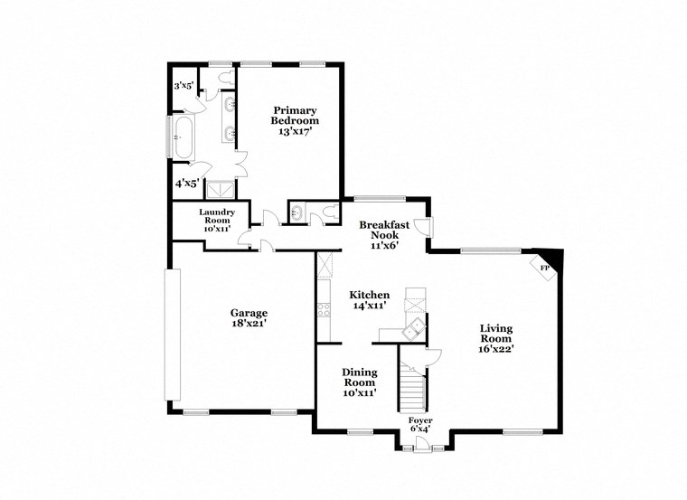 floor plan of the upper level of the house with bedrooms and baths