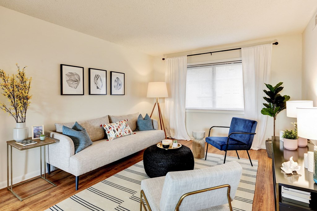 a living room with a couch and a chair